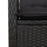vidaXL 3-delige Tuinset met kussens poly rattan zwart