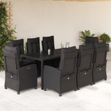 vidaXL 3-delige Tuinset met kussens poly rattan zwart