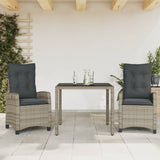vidaXL 3-Piece Garden Lounge Set with Cushions Poly Rattan Grey