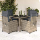 vidaXL 3-Piece Garden Lounge Set with Cushions Poly Rattan Grey