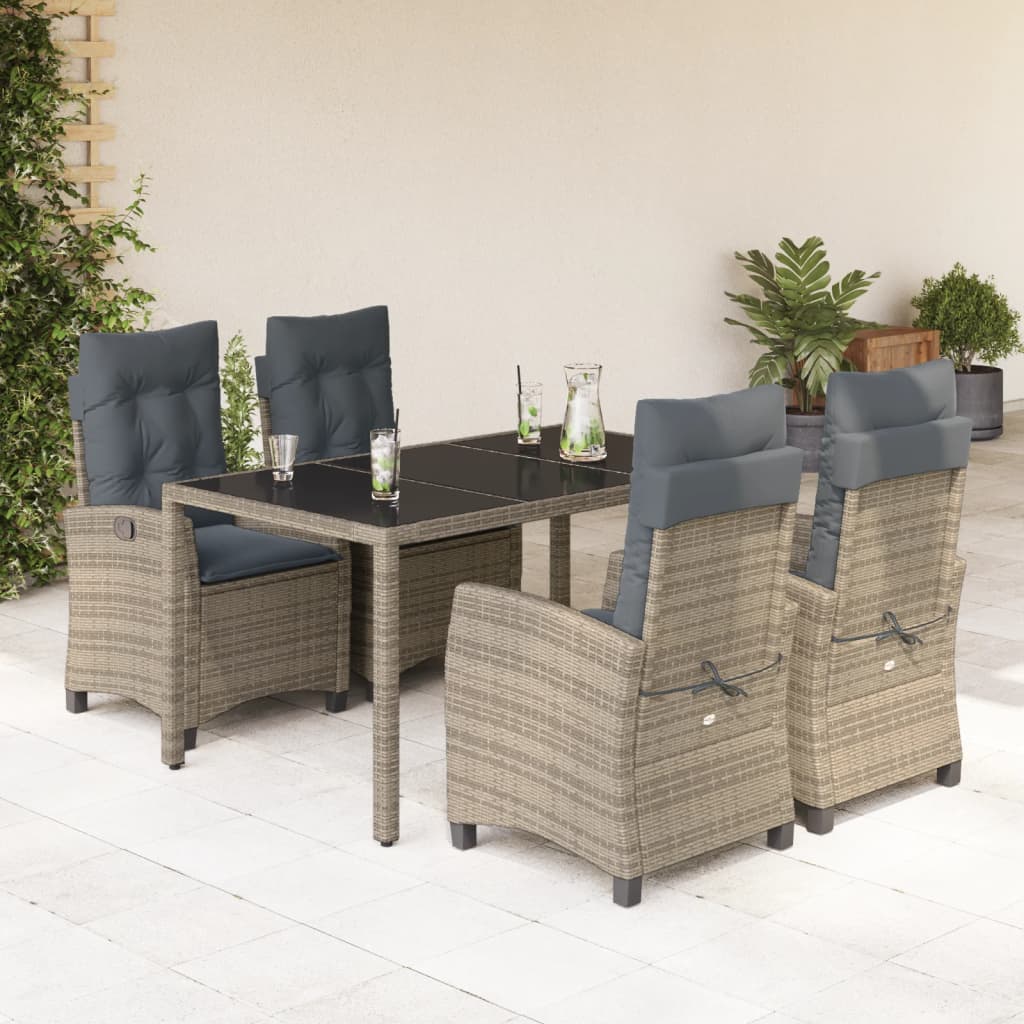 vidaXL 3-Piece Garden Lounge Set with Cushions Poly Rattan Grey