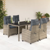 vidaXL 3-Piece Garden Lounge Set with Cushions Poly Rattan Grey