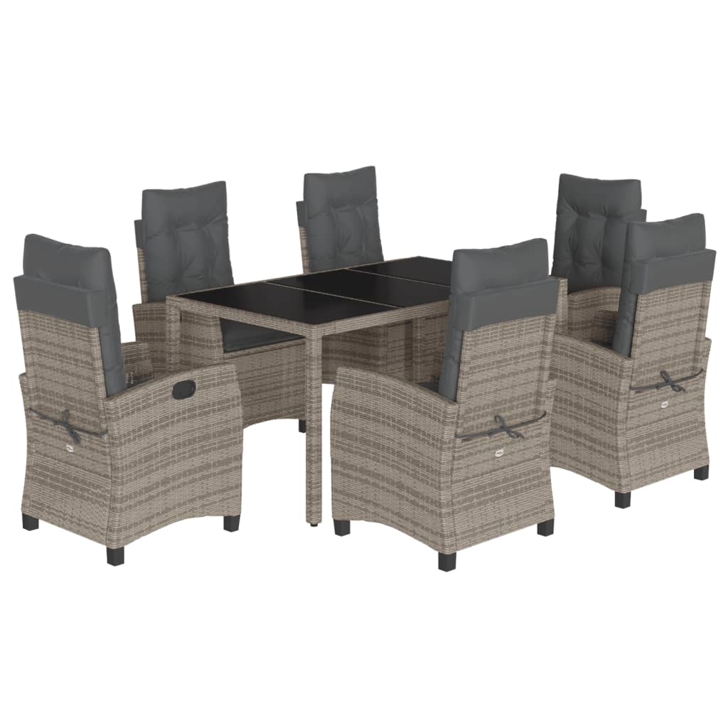 vidaXL 3-Piece Garden Lounge Set with Cushions Poly Rattan Grey