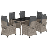 vidaXL 3-Piece Garden Lounge Set with Cushions Poly Rattan Grey