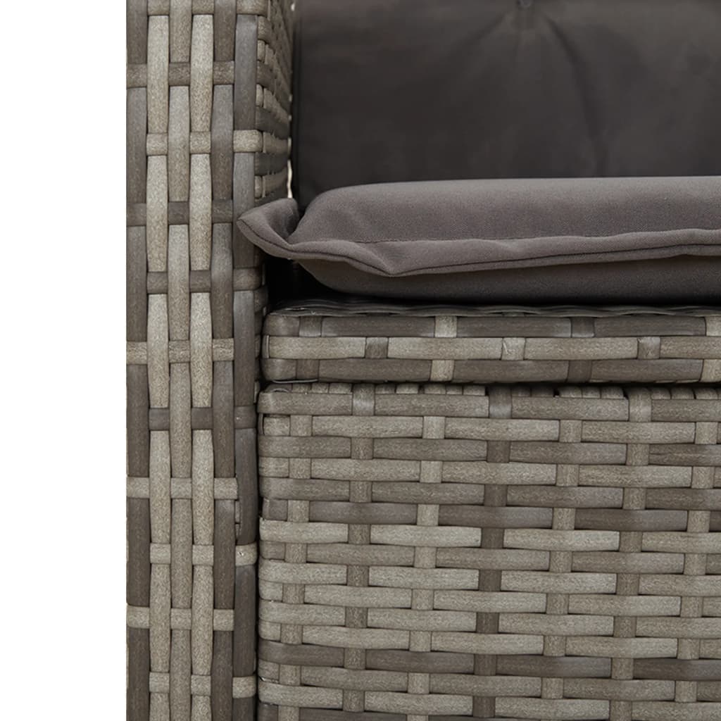 vidaXL 3-Piece Garden Lounge Set with Cushions Poly Rattan Grey