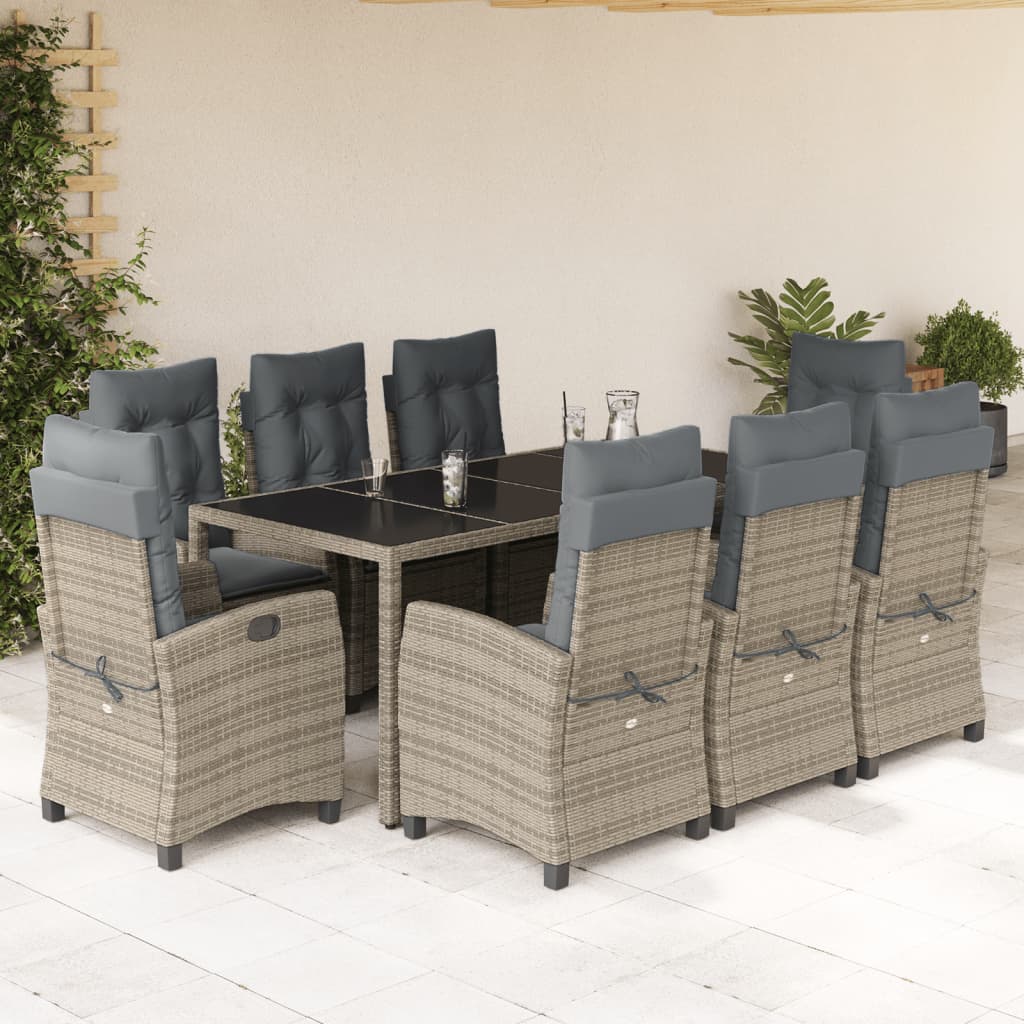 vidaXL 3-Piece Garden Lounge Set with Cushions Poly Rattan Grey