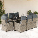 vidaXL 3-Piece Garden Lounge Set with Cushions Poly Rattan Grey