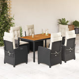 vidaXL 3-delige Tuinset met kussens poly rattan zwart