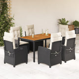 vidaXL 3-delige Tuinset met kussens poly rattan zwart