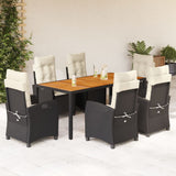 vidaXL 3-delige Tuinset met kussens poly rattan zwart