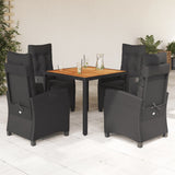 vidaXL 3-delige Tuinset met kussens poly rattan zwart