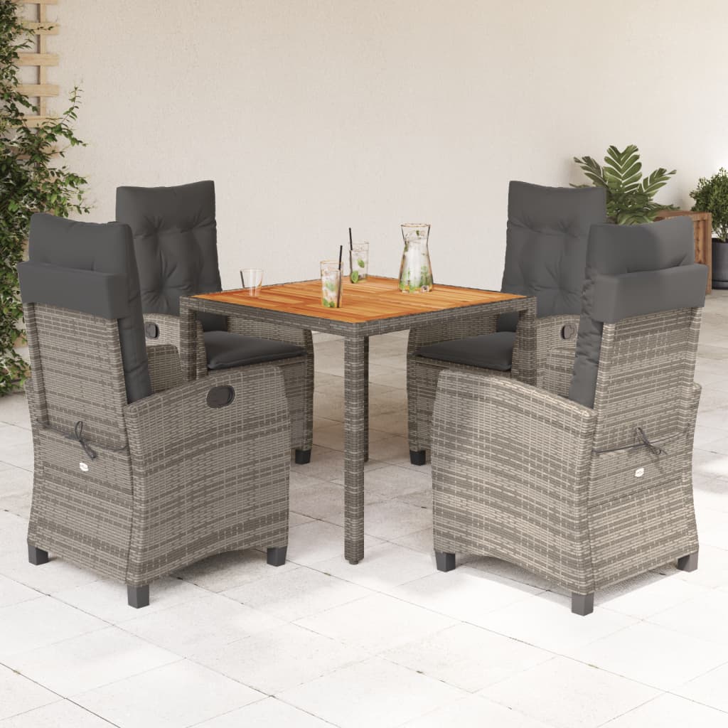 vidaXL 3-piece Garden Lounge Set with Cushions Poly Rattan Grey
