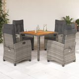 vidaXL 3-piece Garden Lounge Set with Cushions Poly Rattan Grey