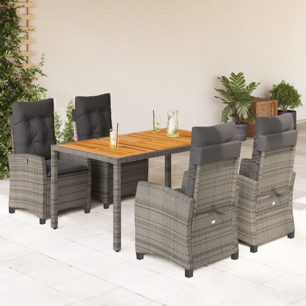 vidaXL 3-piece Garden Lounge Set with Cushions Poly Rattan Grey