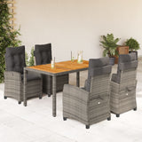 vidaXL 3-piece Garden Lounge Set with Cushions Poly Rattan Grey