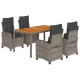 vidaXL 3-piece Garden Lounge Set with Cushions Poly Rattan Grey