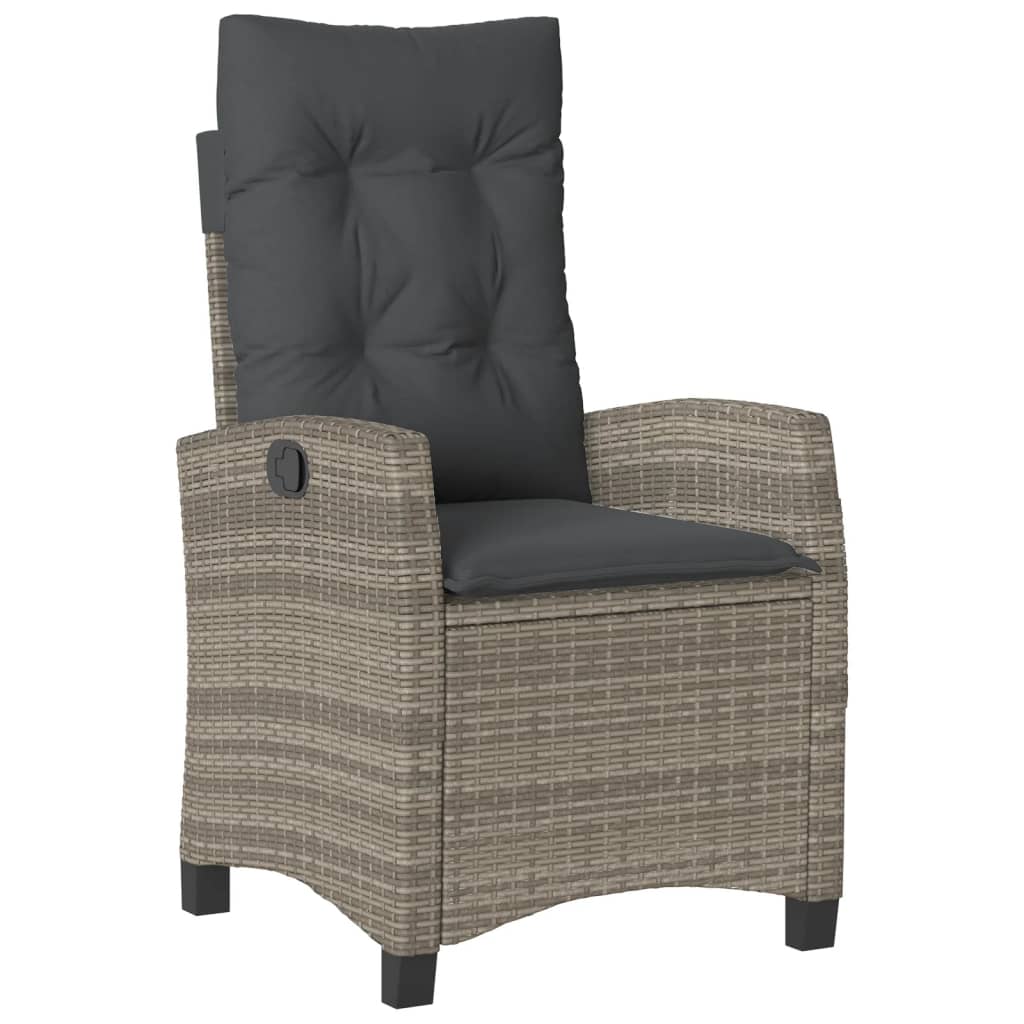 vidaXL 3-piece Garden Lounge Set with Cushions Poly Rattan Grey