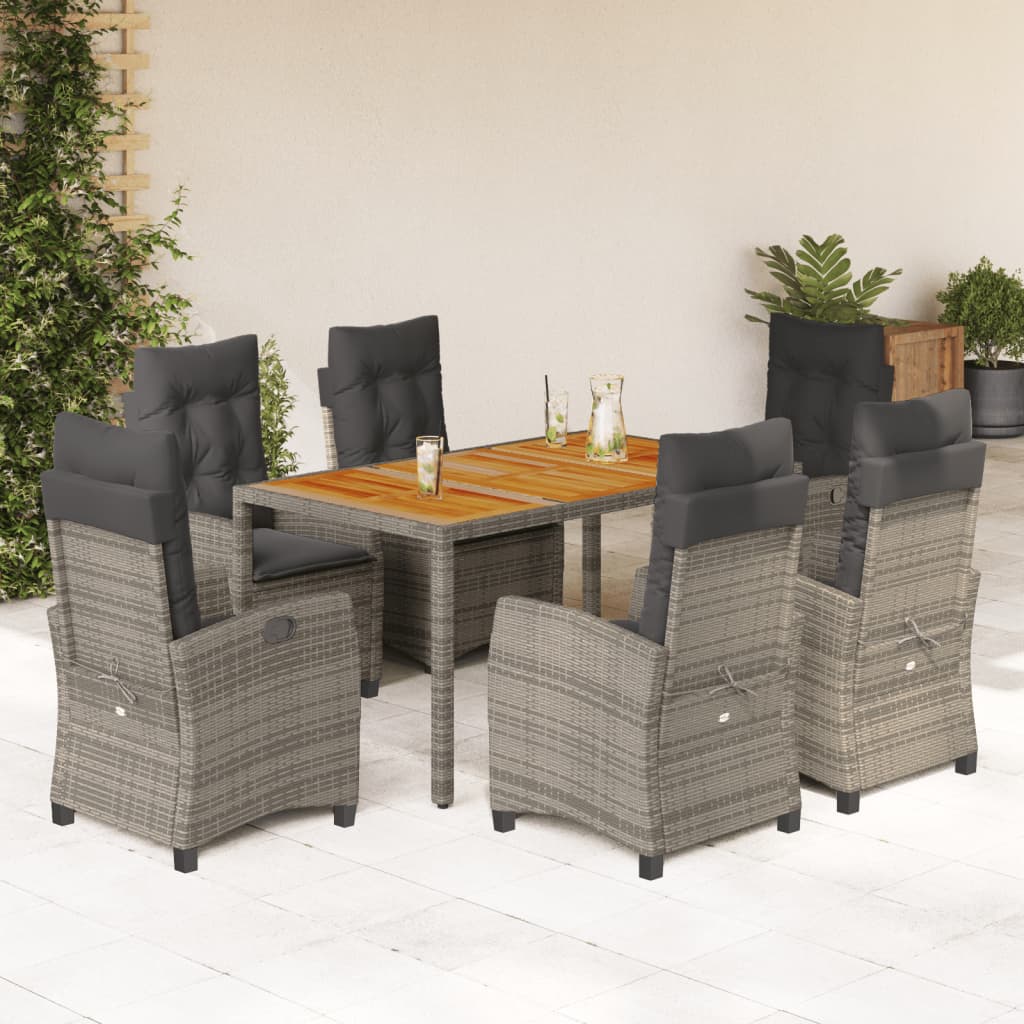 vidaXL 3-piece Garden Lounge Set with Cushions Poly Rattan Grey