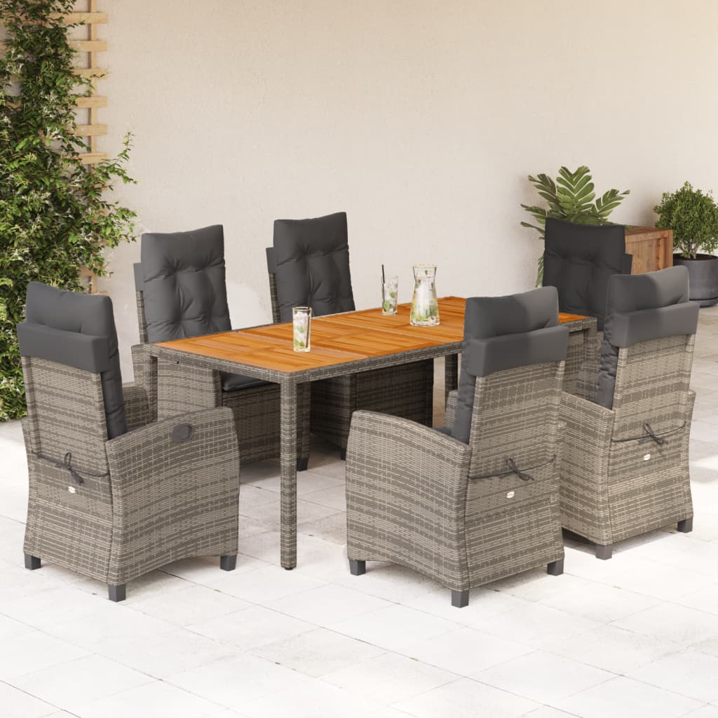 vidaXL 3-piece Garden Lounge Set with Cushions Poly Rattan Grey