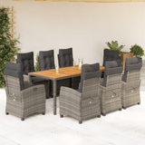 vidaXL 3-piece Garden Lounge Set with Cushions Poly Rattan Grey