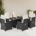 vidaXL 7-delige Tuinset met kussens poly rattan zwart
