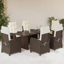 vidaXL 7-delige Tuinset met kussens poly rattan zwart