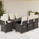 vidaXL 7-delige Tuinset met kussens poly rattan zwart