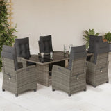 vidaXL 7-delige Tuinset met kussens poly rattan zwart