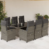 vidaXL 7-delige Tuinset met kussens poly rattan zwart