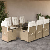 vidaXL 7-delige Tuinset met kussens poly rattan zwart