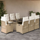vidaXL 7-delige Tuinset met kussens poly rattan zwart