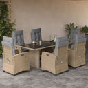 vidaXL 7-delige Tuinset met kussens poly rattan zwart