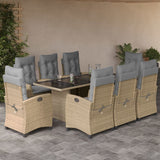 vidaXL 7-delige Tuinset met kussens poly rattan zwart