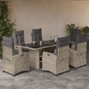 vidaXL 7-delige Tuinset met kussens poly rattan zwart