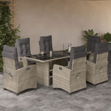 vidaXL 7-delige Tuinset met kussens poly rattan zwart