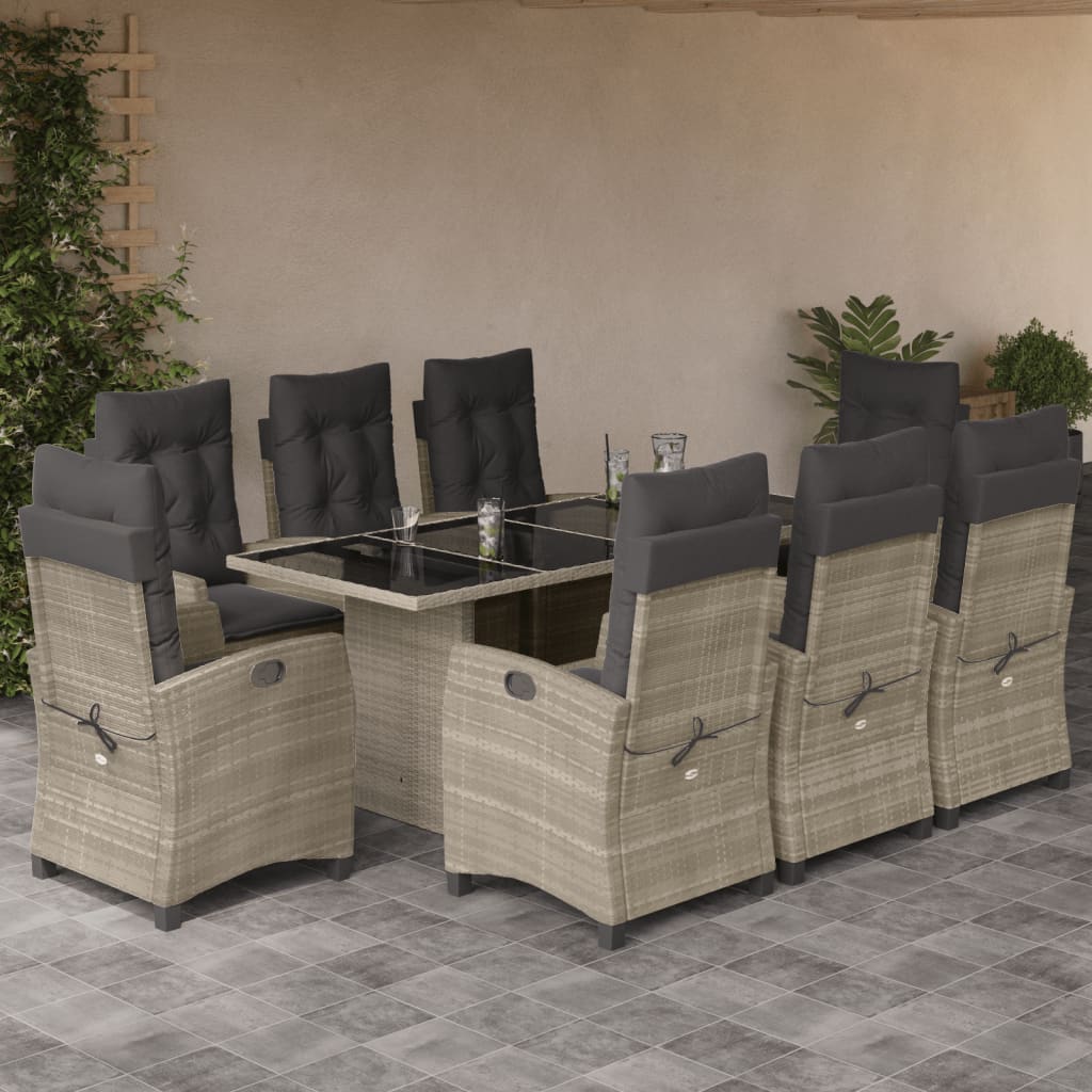 vidaXL 7-delige Tuinset met kussens poly rattan zwart