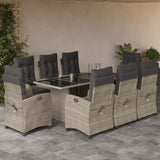 vidaXL 7-delige Tuinset met kussens poly rattan zwart