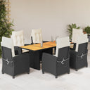 vidaXL 7-delige Tuinset met kussens poly rattan zwart