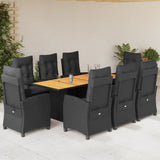 vidaXL 7-delige Tuinset met kussens poly rattan zwart