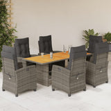 vidaXL 7-delige Tuinset met kussens poly rattan zwart