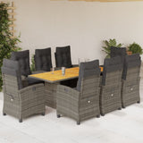 vidaXL 7-delige Tuinset met kussens poly rattan zwart