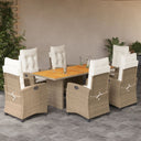 vidaXL 7-delige Tuinset met kussens poly rattan zwart