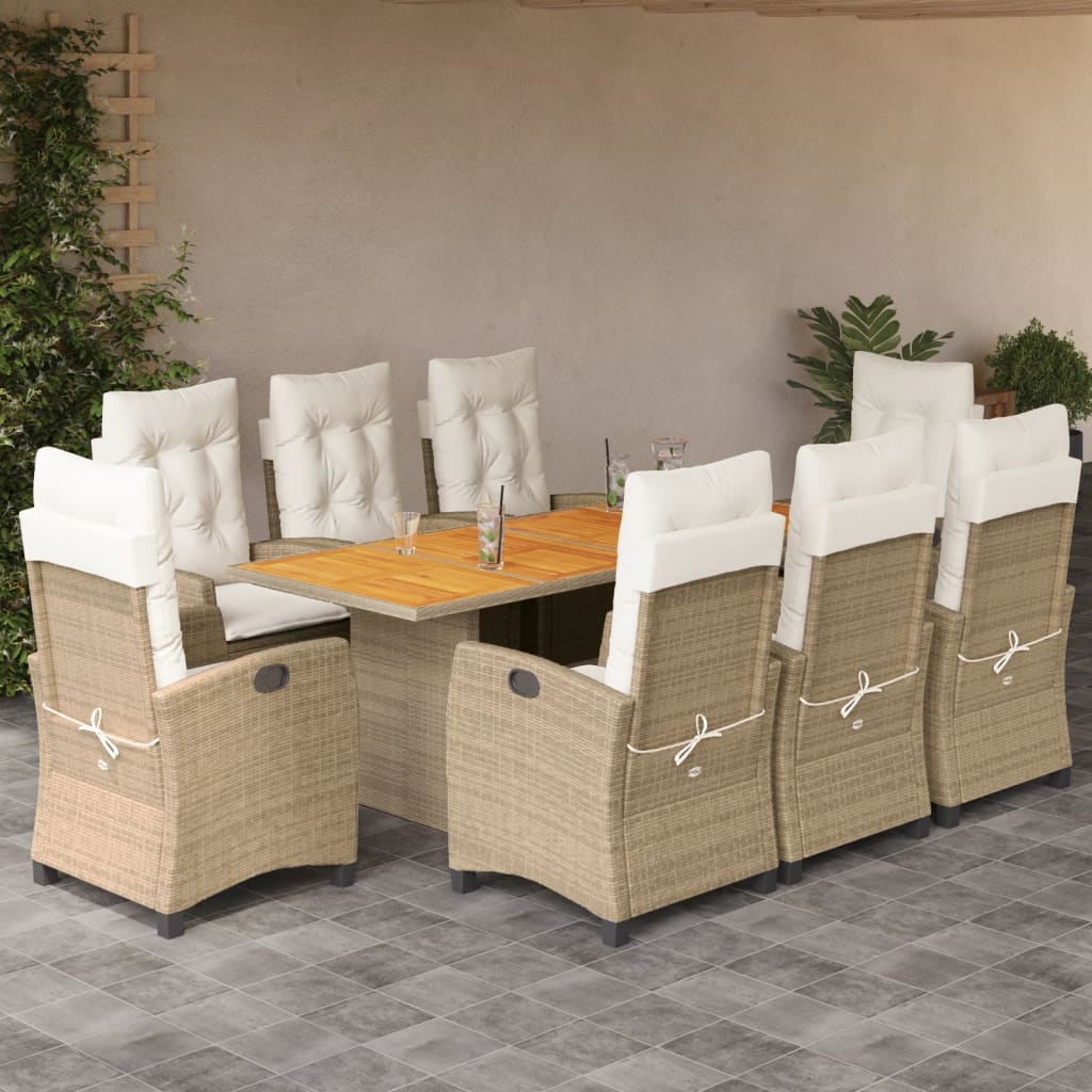 vidaXL 7-delige Tuinset met kussens poly rattan zwart