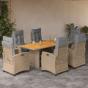 vidaXL 7-delige Tuinset met kussens poly rattan zwart