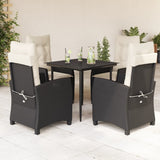 vidaXL 3-delige Tuinset met kussens poly rattan zwart