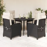 vidaXL 3-delige Tuinset met kussens poly rattan zwart