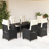 vidaXL 3-delige Tuinset met kussens poly rattan zwart