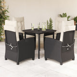 vidaXL 3-delige Tuinset met kussens poly rattan zwart