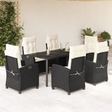 vidaXL 3-delige Tuinset met kussens poly rattan zwart