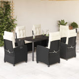 vidaXL 3-delige Tuinset met kussens poly rattan zwart